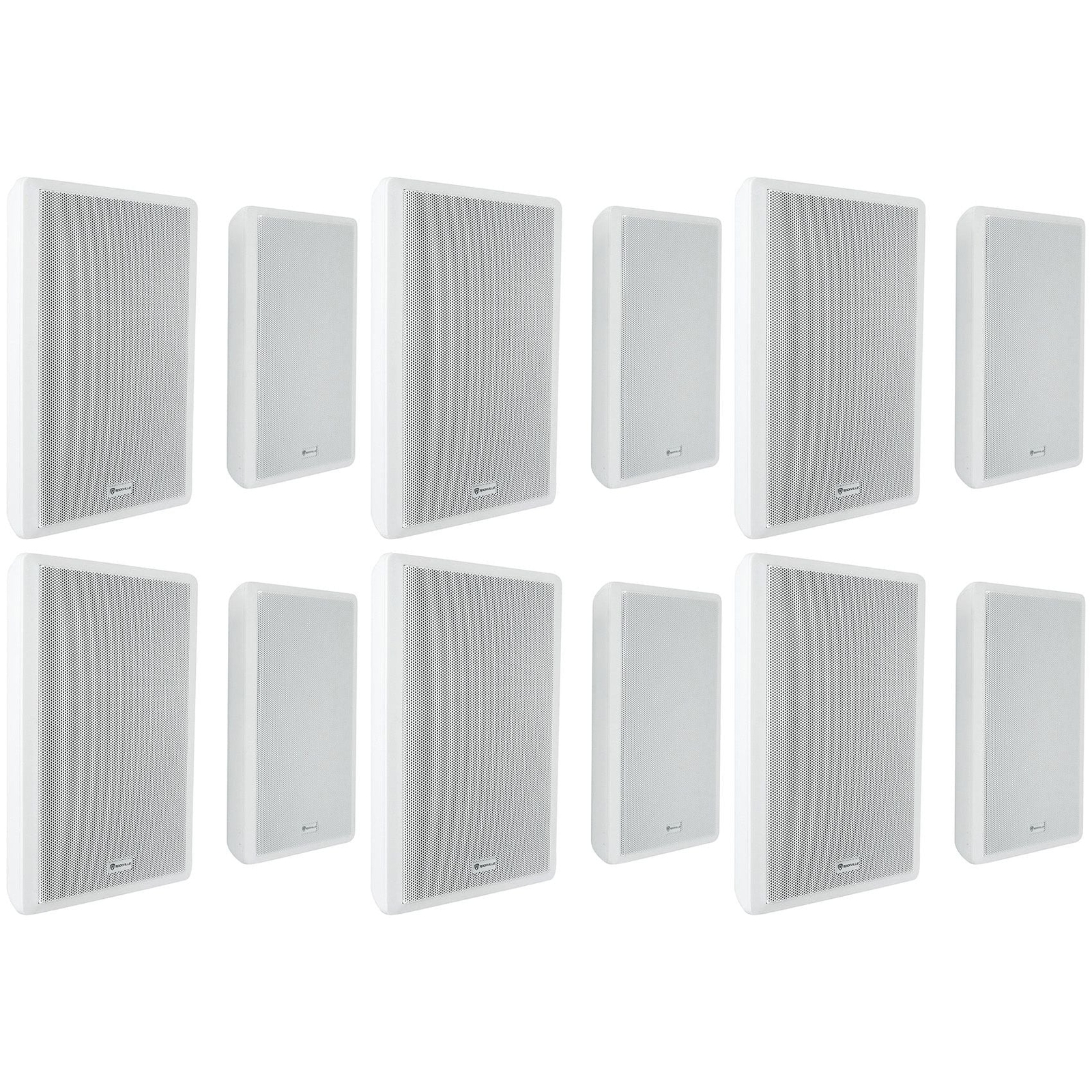 (12) Rockville RockSlim 70W White 5.25" 70v Commercial Restaurant Wall Speakers