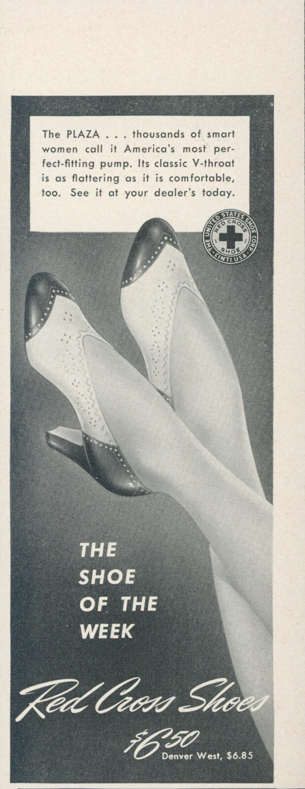 1941 Red Cross Shoes Womens Shoe Of The Week Plaza Pump Vintage Print Ad L4