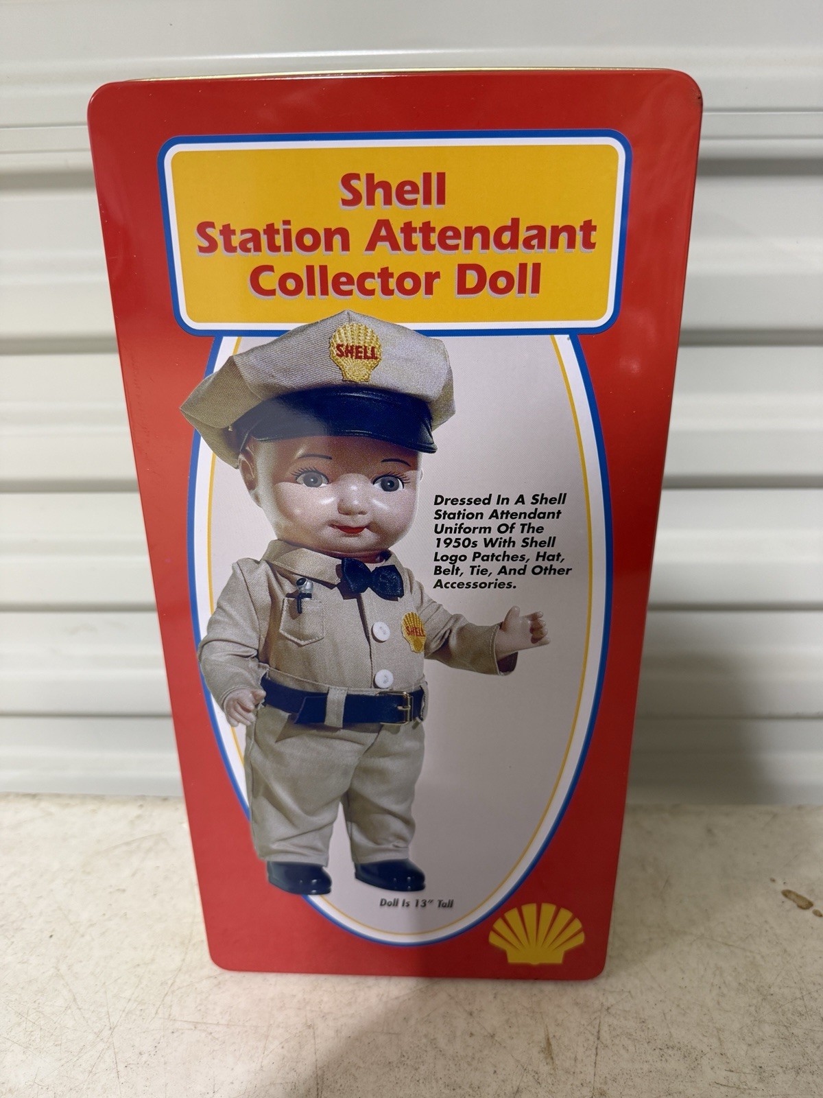 SHELL  OIL CO. 13" STATION ATTENDANT BUDDY LEE DOLL w/ COLLECTIBLE TIN New