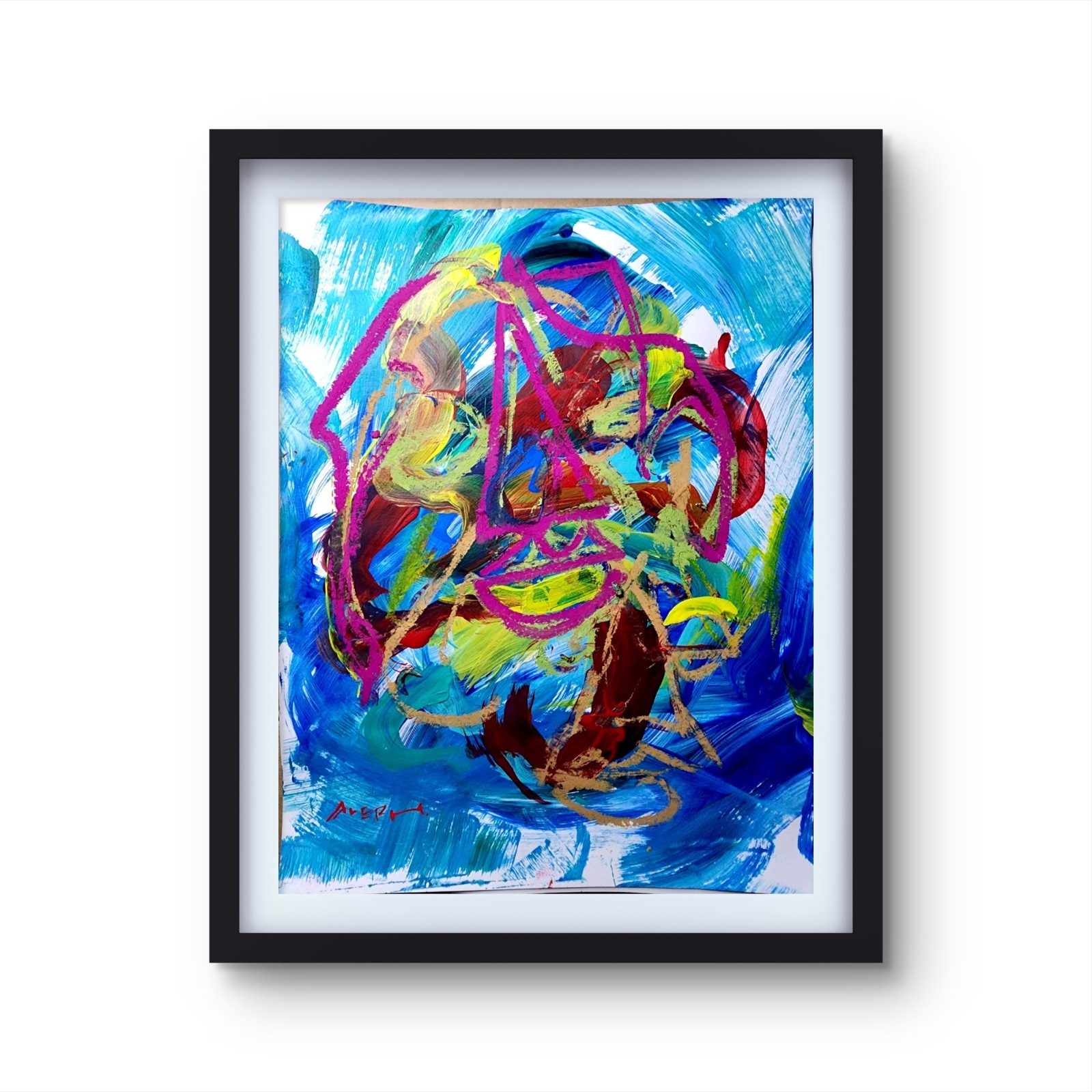Aleph Original Abstract Art 14x11 Gallery Paper Expressionist Modern Wall Decor