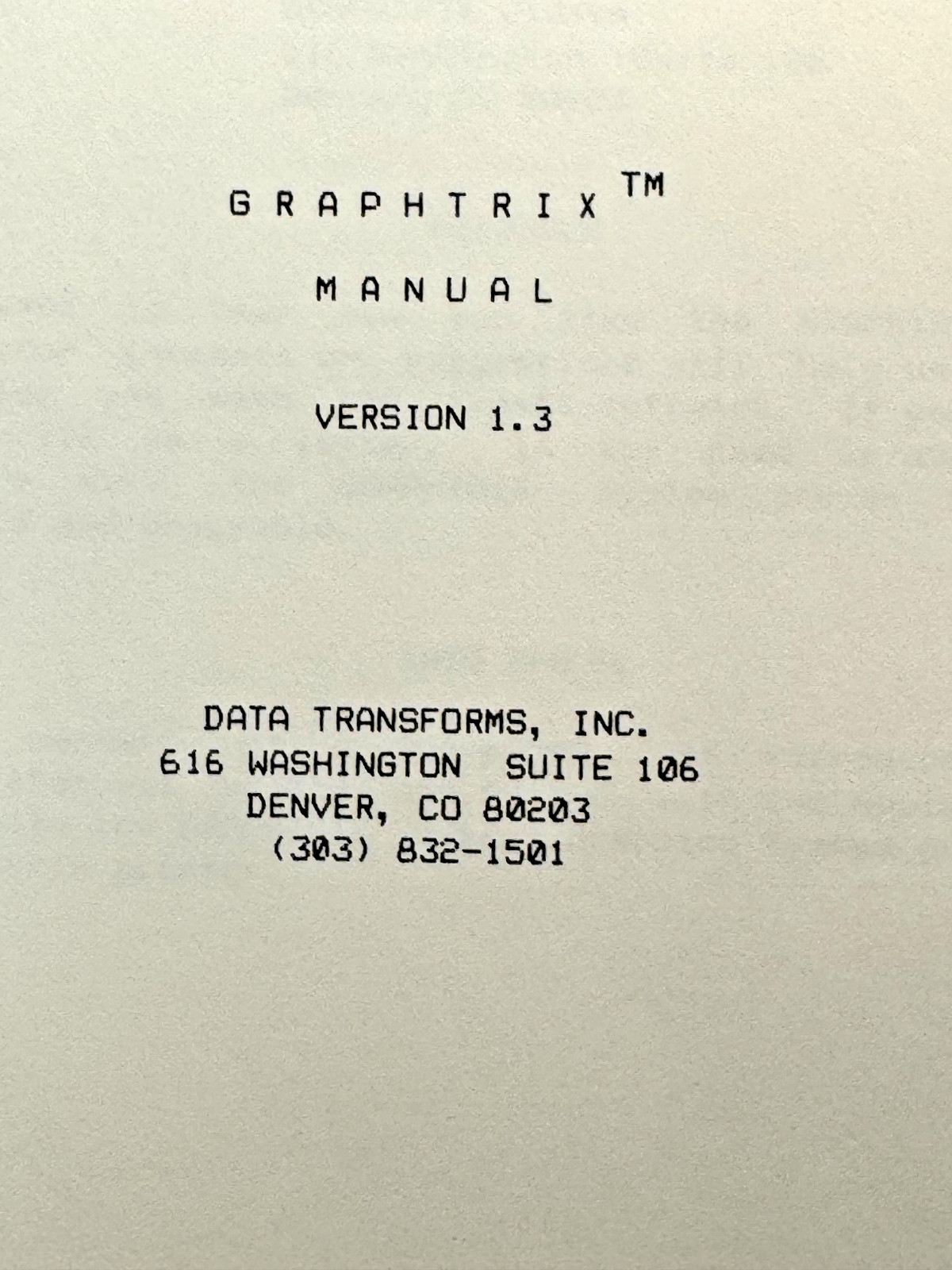 Graphtrix 1.3 Apple II 5.25 Floppy Software Manual Binder Untested