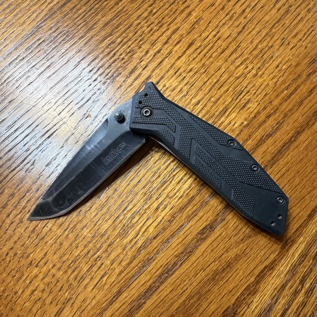 Kershaw Brawler 1990 Folding Pocket Knife Black Straight Edge Stainless Steel