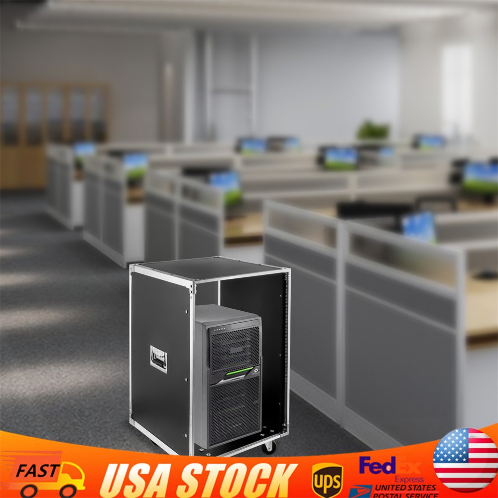 16U Server Rack Open Frame Rolling Network Data Rack 19 inch With Casters 4 Post