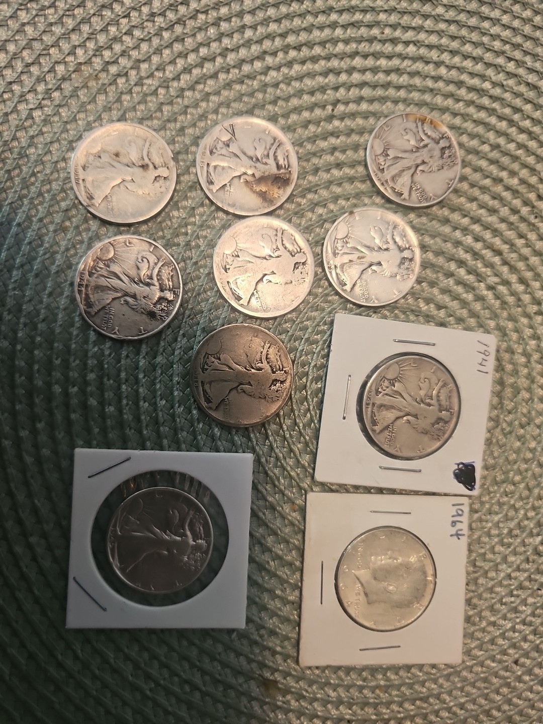 🔥 10Silver Half $1s 9 Walkers 1 Kennedy.  Some  Early Date Walkers!! 🔥 17,18s!