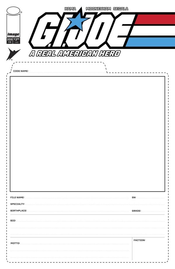 GI Joe: A Real American Hero #325 Blank Sketch File Card Variant Cover F