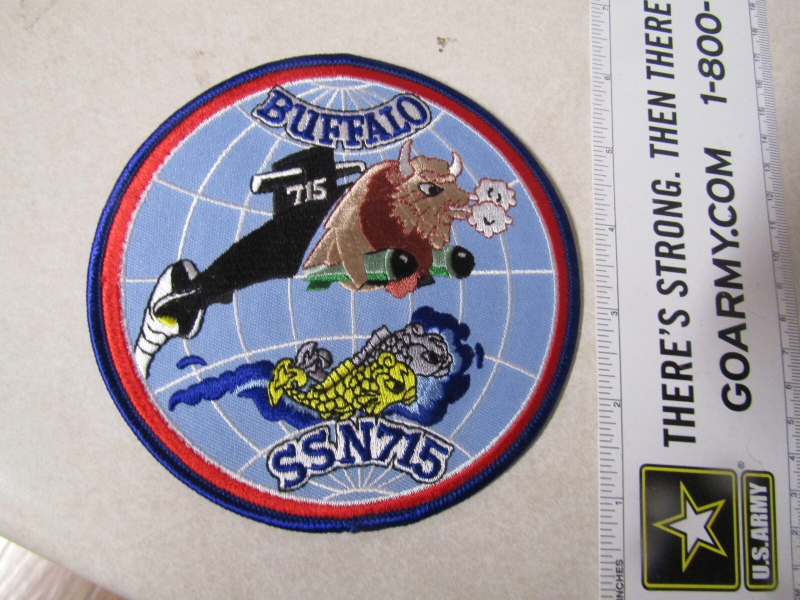 MILITARY PATCH OLDER UNITED STATES NAVY SUBMARINE SSN 715 BUFFALO
