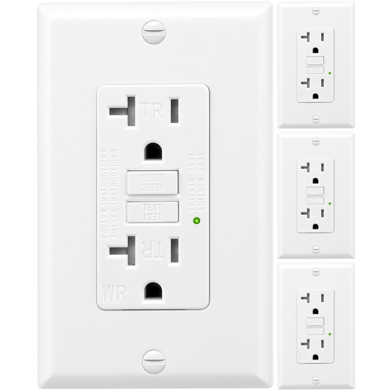 4 Pack-GFCI Outlet 20 Amp,Self-Test,GFI Electrical Outlet with Thinner Design...