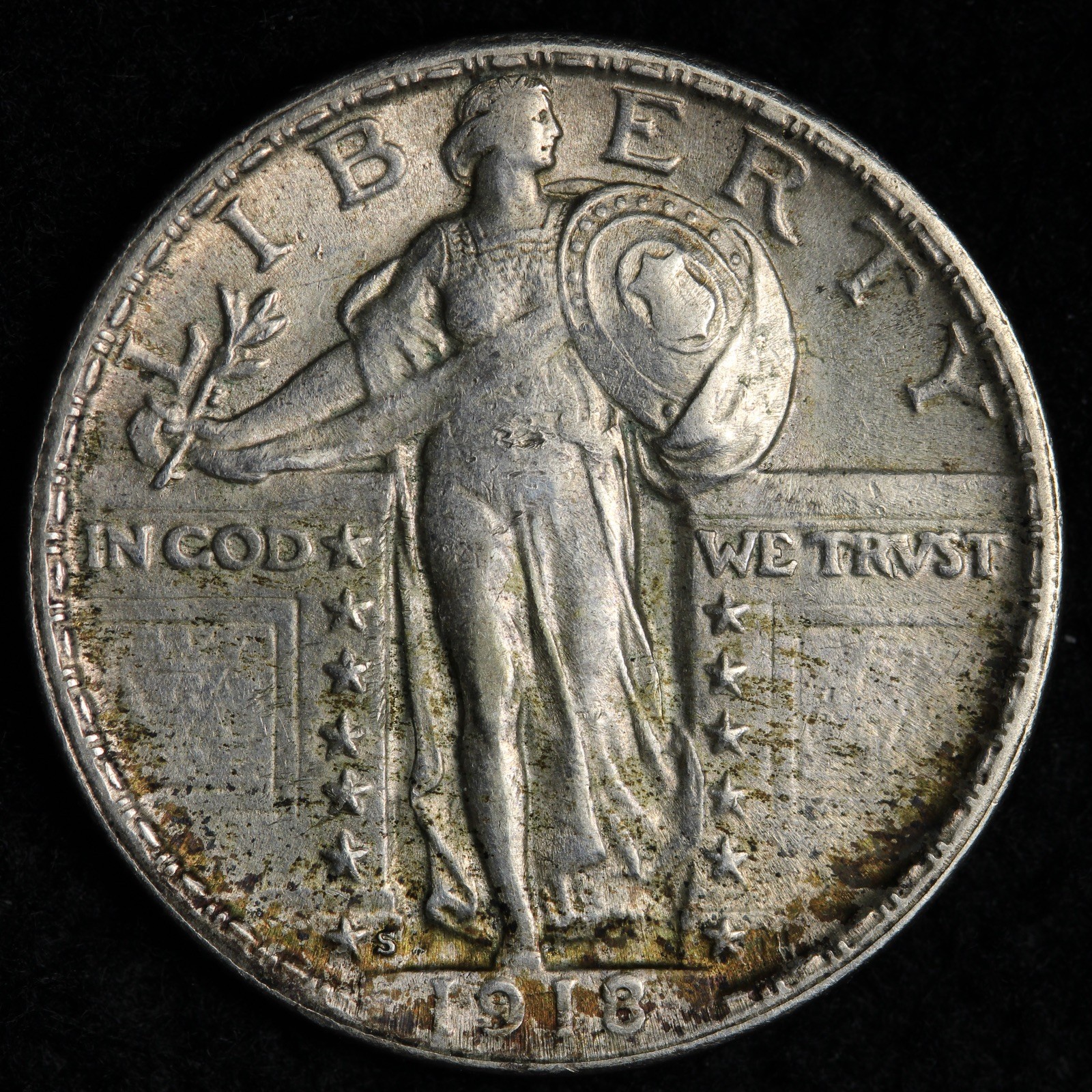 1918-S Standing Liberty Silver Quarter AU++/UNC E278 VICLM