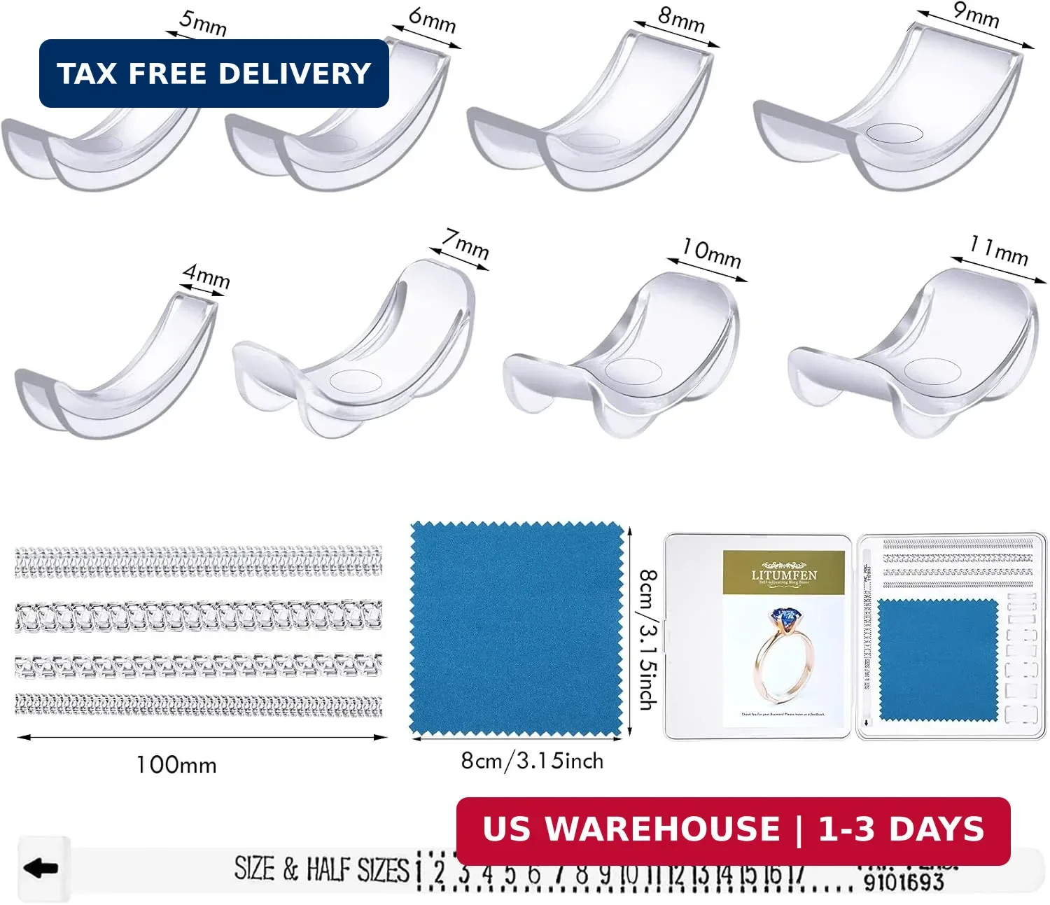 Hicarer 69 pcs Ring Sizer Adjuster for Loose Rings Invisible Ring Guards Adjuste