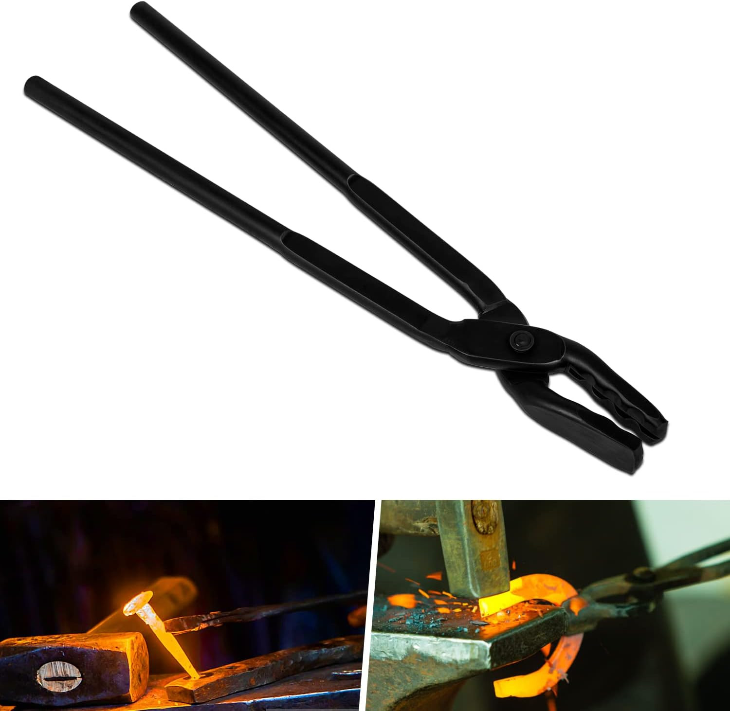 Upgraded Blacksmith Tongs Wolf Jaw Blacksmithing Tongs for Beginner & Seasoned B