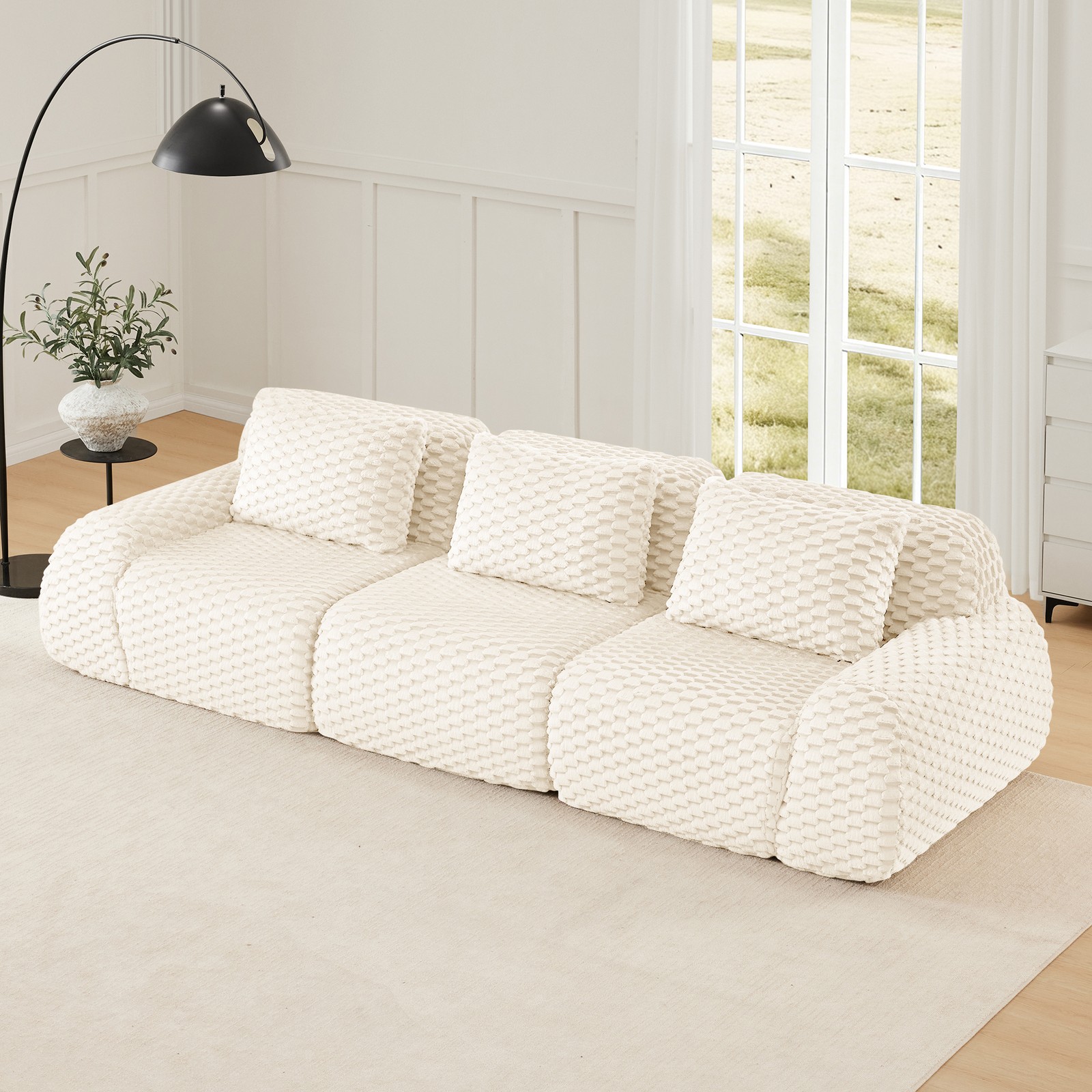 114" Modern Modular Sectional Sofa for Living Room,Flannelette Fabric,Oversized