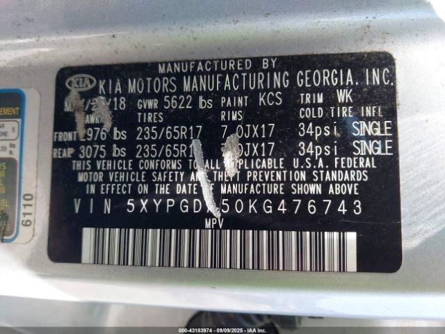 SORENTO 2019 Glove Box 4994914