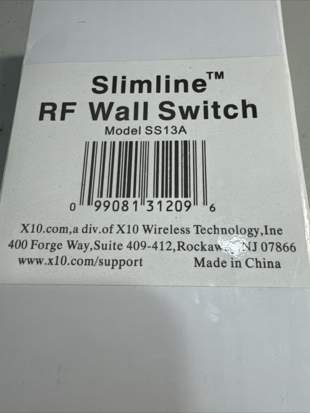 Slimline RF Wall Switch - SS13A - X10