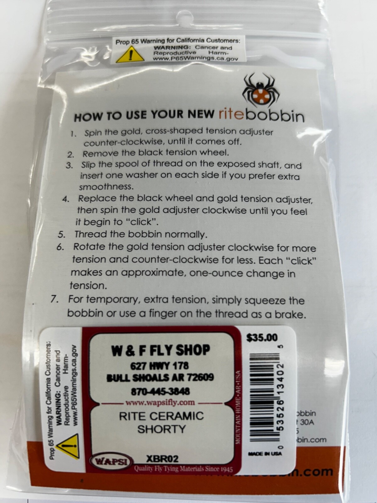 RITE BOBBIN - MAG- FLY TYING TOOL - MADE IN THE USA -