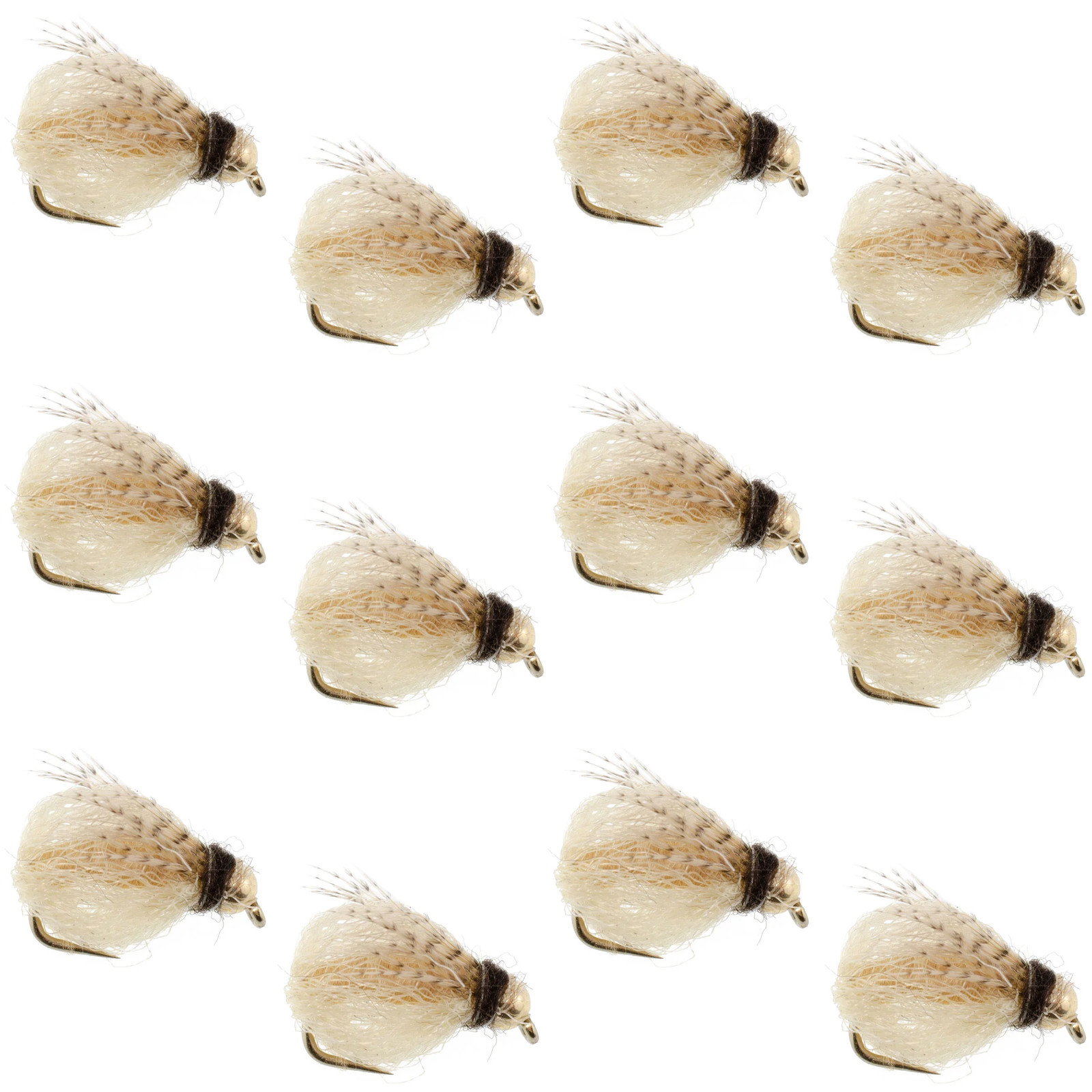 Bead Head LaFontaine Tan Deep Sparkle Caddis Pupa - 12 Flies Size 12