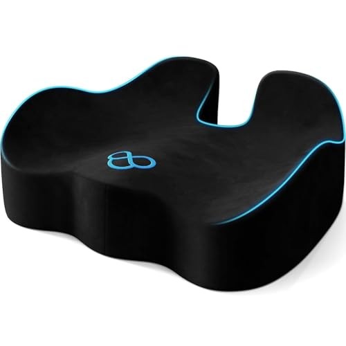 Seat Cushion, Memory Foam Chair Cushions for Tailbone/Sciatica Large Black