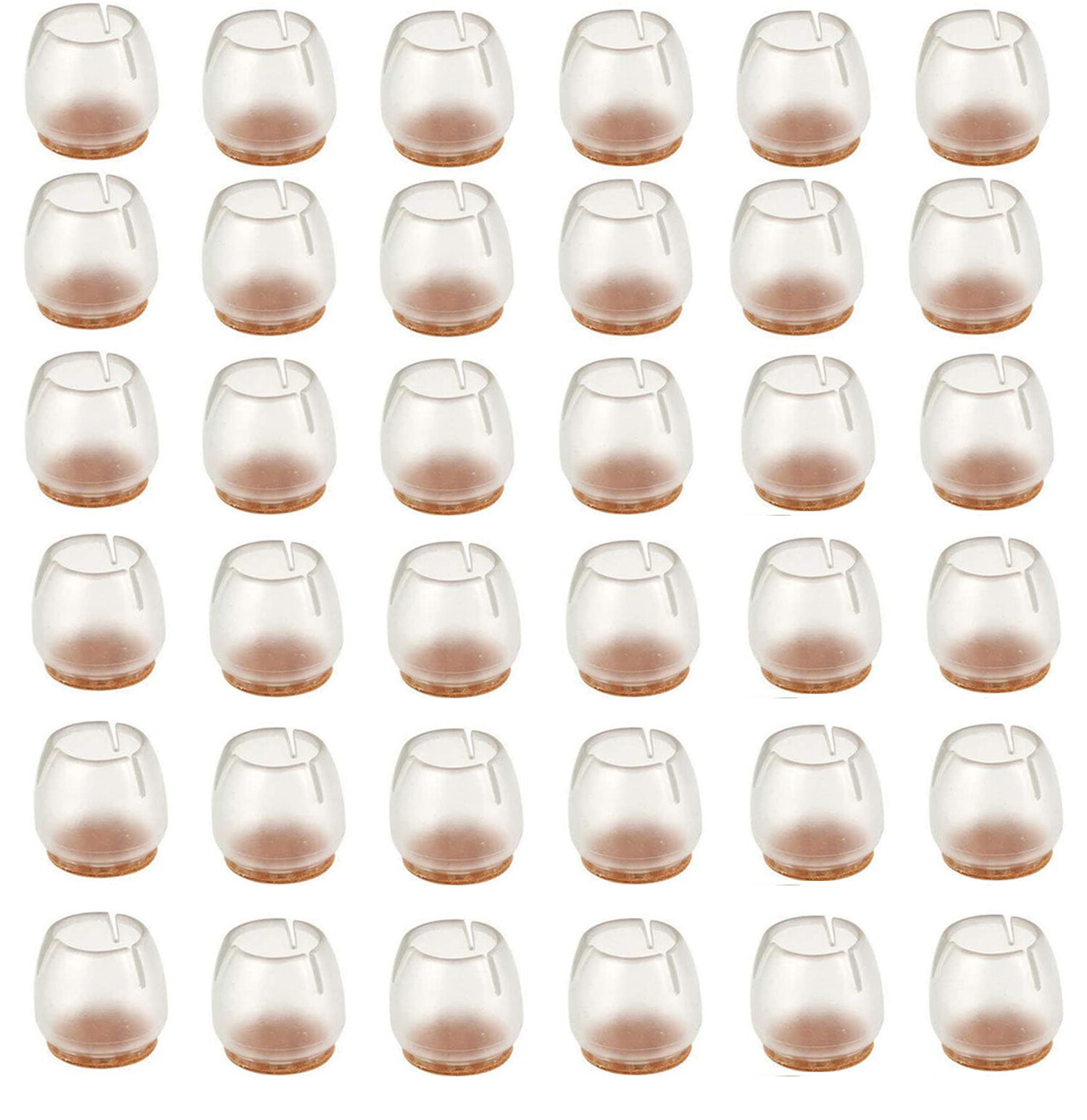 36x Silicone Chair Leg Floor Protectors for Round Leg Dia. 0.66"-0.83" with Felt