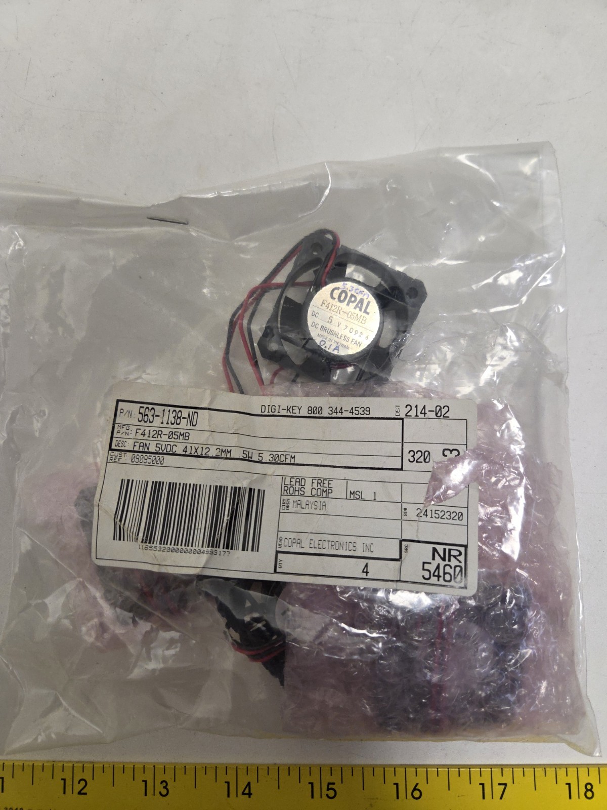 Copal F412R-05MB 5V 0.1A 5.30CFM 41 X 12.2 MM Cooling FAN Lot Of 4
