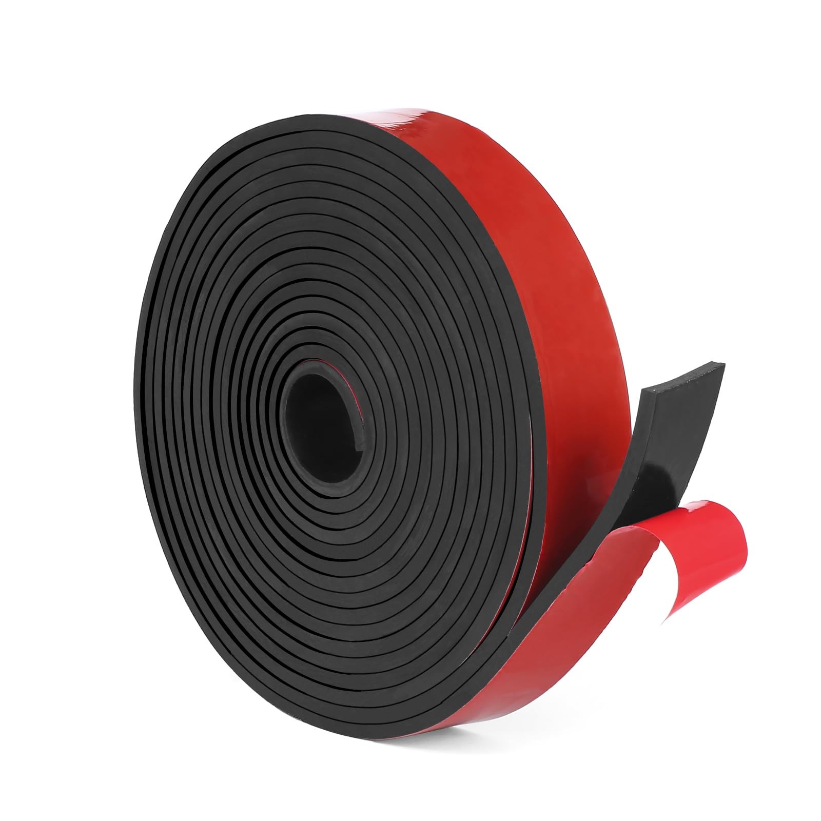 WochiTV Adhesive Solid Rubber Strips, 1" Wide x 1/32" W X 180" L, Black