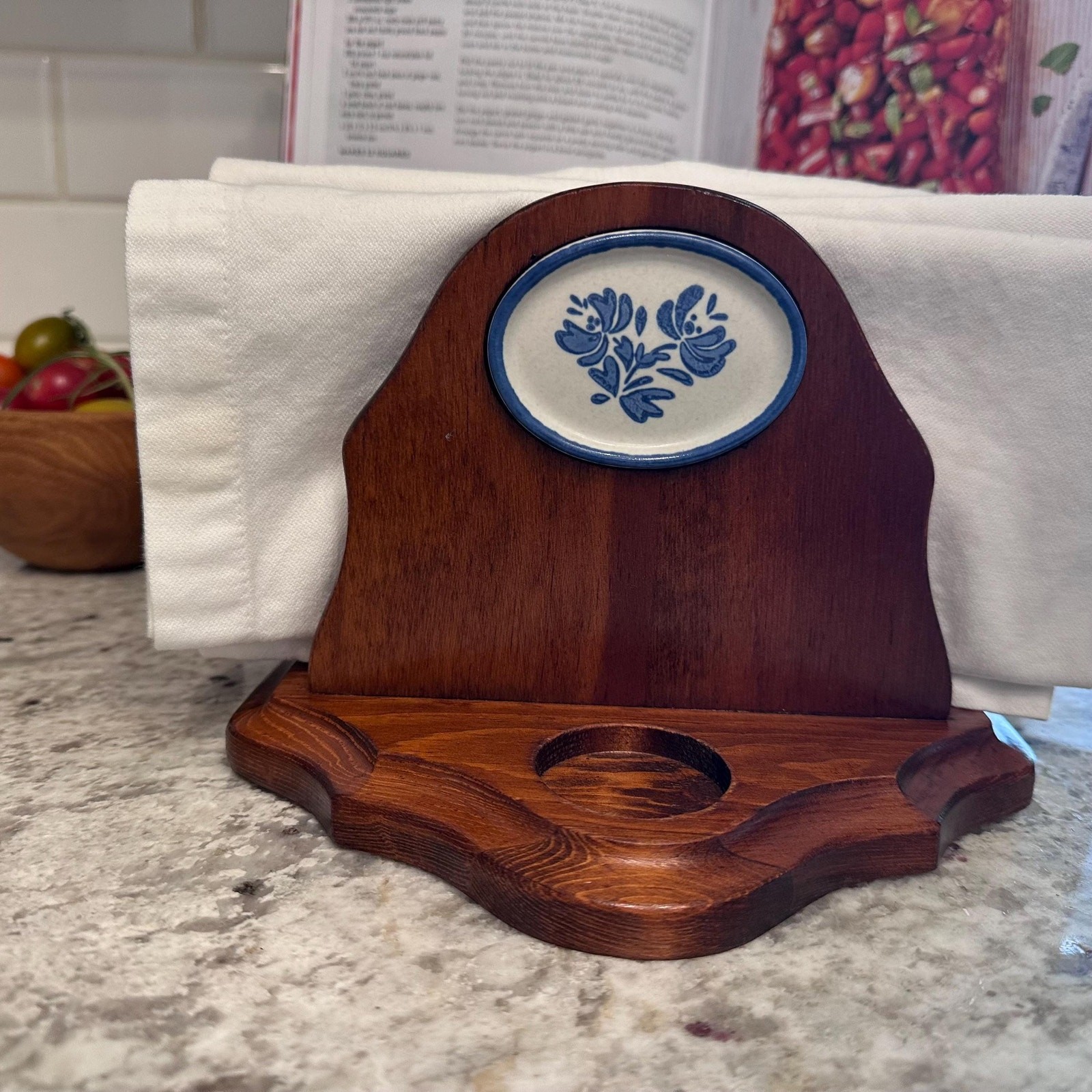 Vintage Pfaltzgraff Napkin Holder with Salt & Pepper Caddy