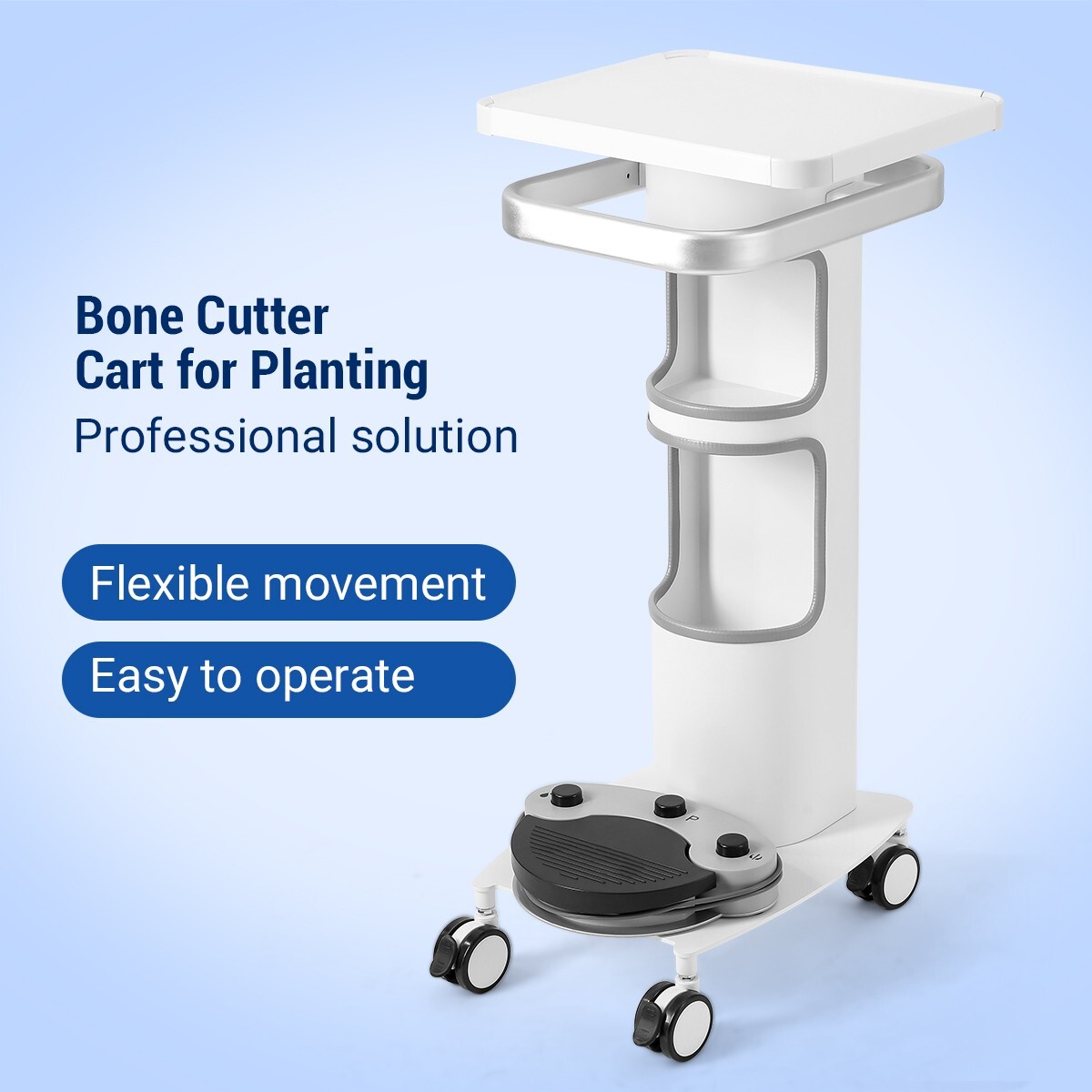 Compact Dental Multi-Function Mobile Cart with 360° Lockable Wheels for Implant