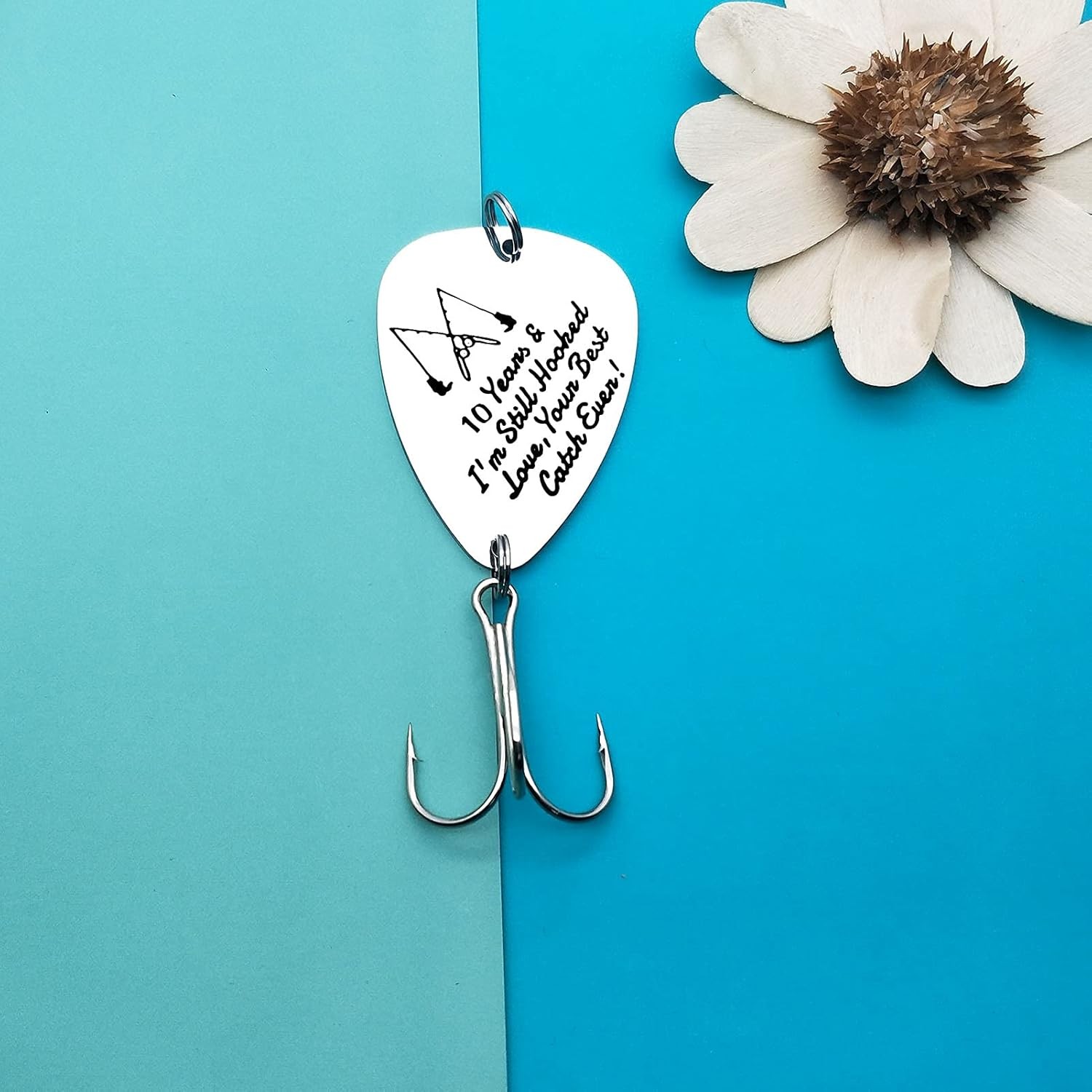 10th Anniversary Hook Gifts for Him Her 10 Years Medium, Silver