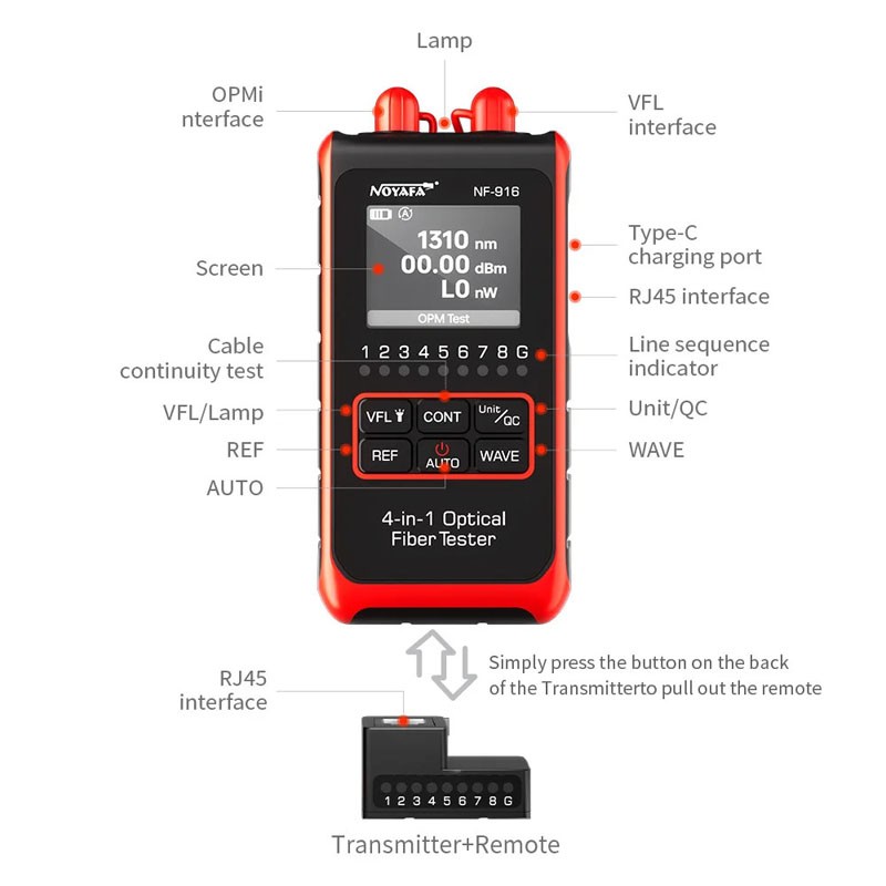 Fiber Optical Power Meter Wavelength Network Cable Tester LAN Wiring Diagnostics