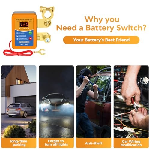 Remote Battery Disconnect Switch 12V, 240A Kill Switch for Car with Led Yellow