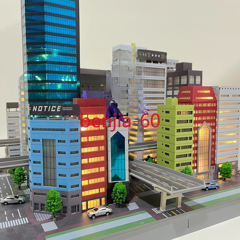 1/350 Diorama Urban Building Model City Railroad Layout House Office Model Toy