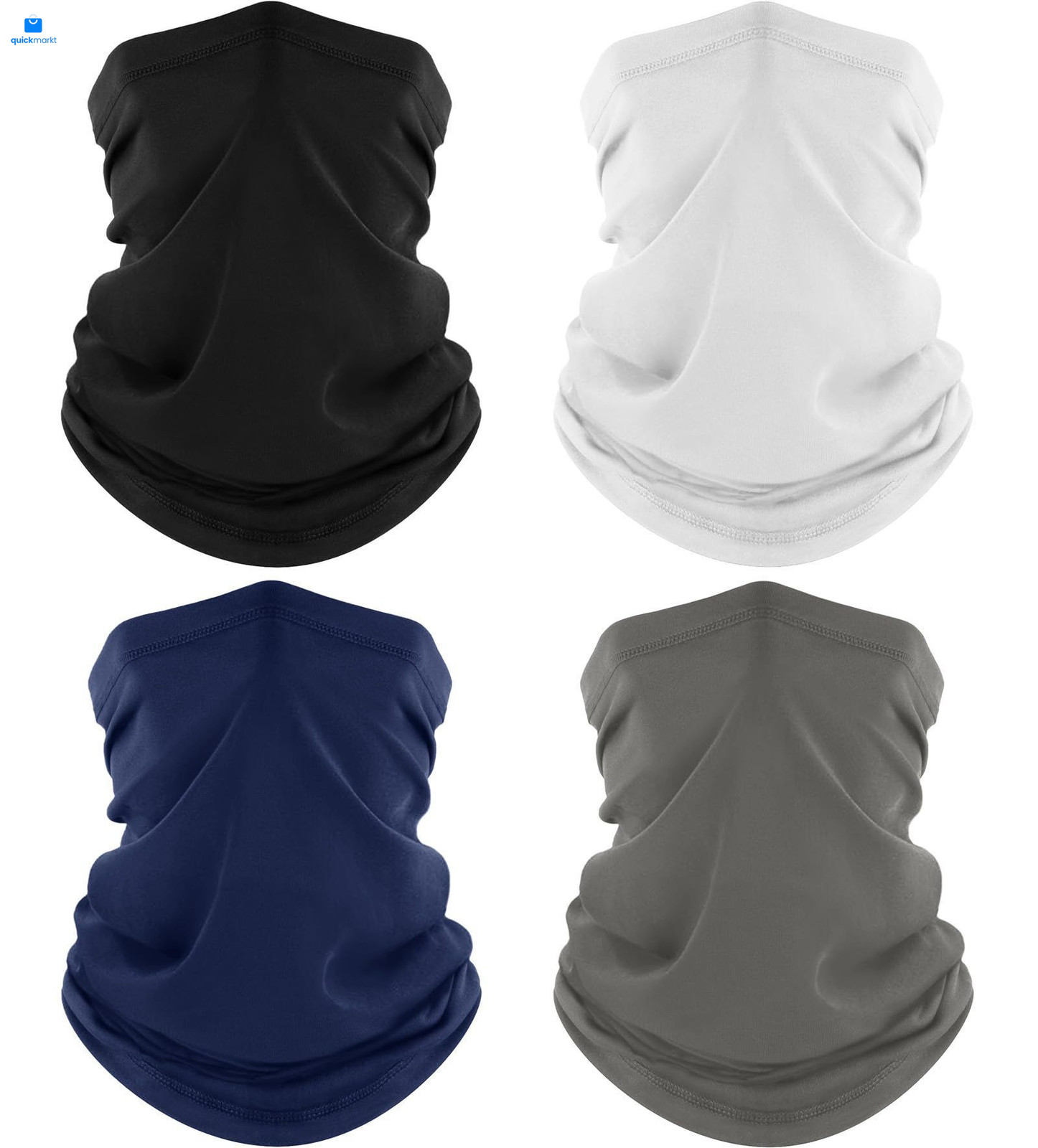 ROXUN 4 Pack Neck Gaiter, Cooling Breathable One Size, Black+gray+white+navy