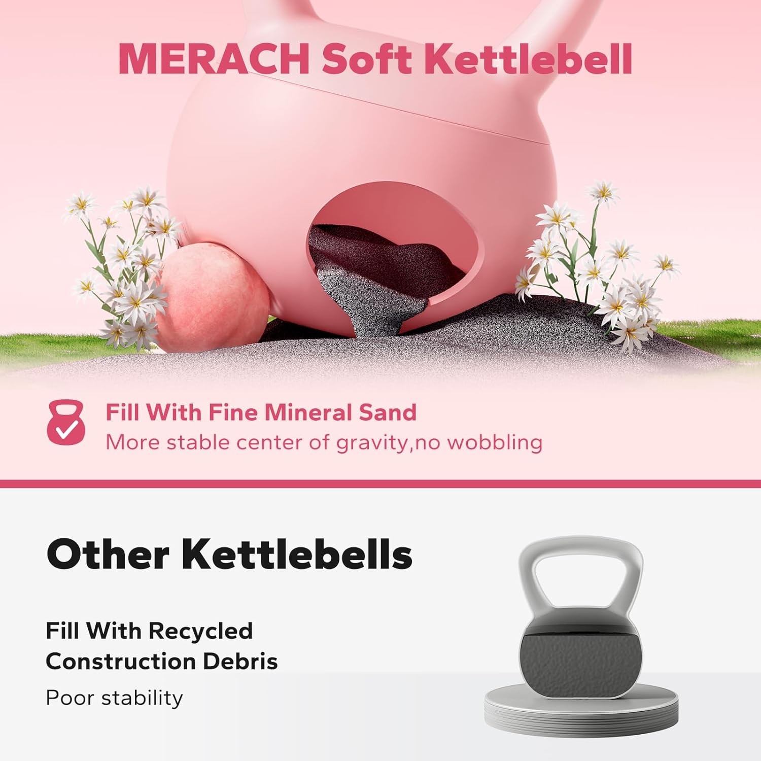 MERACH Soft Kettlebell for Safe Strength Training Soft Cushioned Horizontal Base