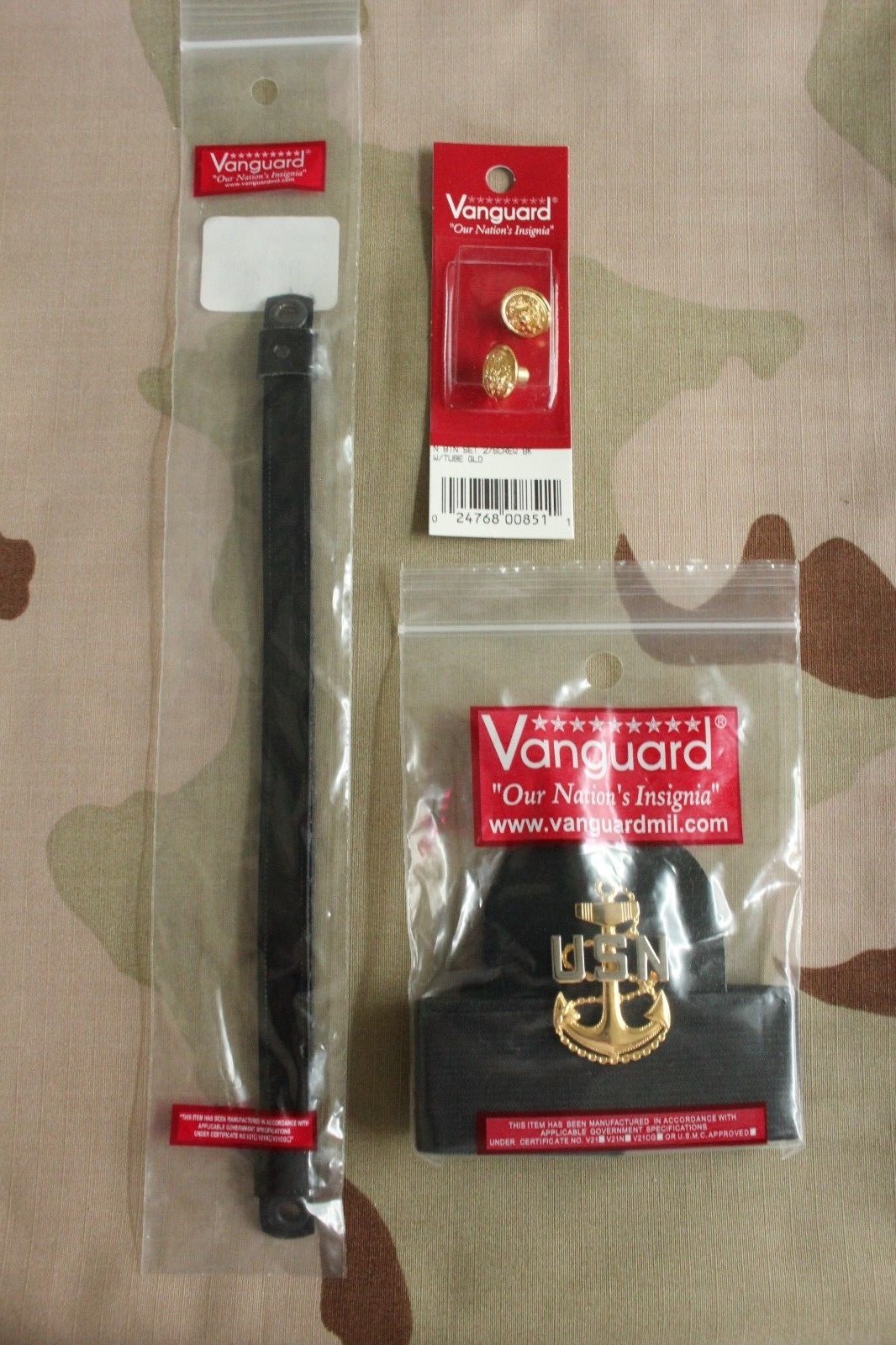 USN NAVY ALL RATES E-7 CPO COMBO COMBINATION CAP BAND + BADGE BUTTON & STRAP SET