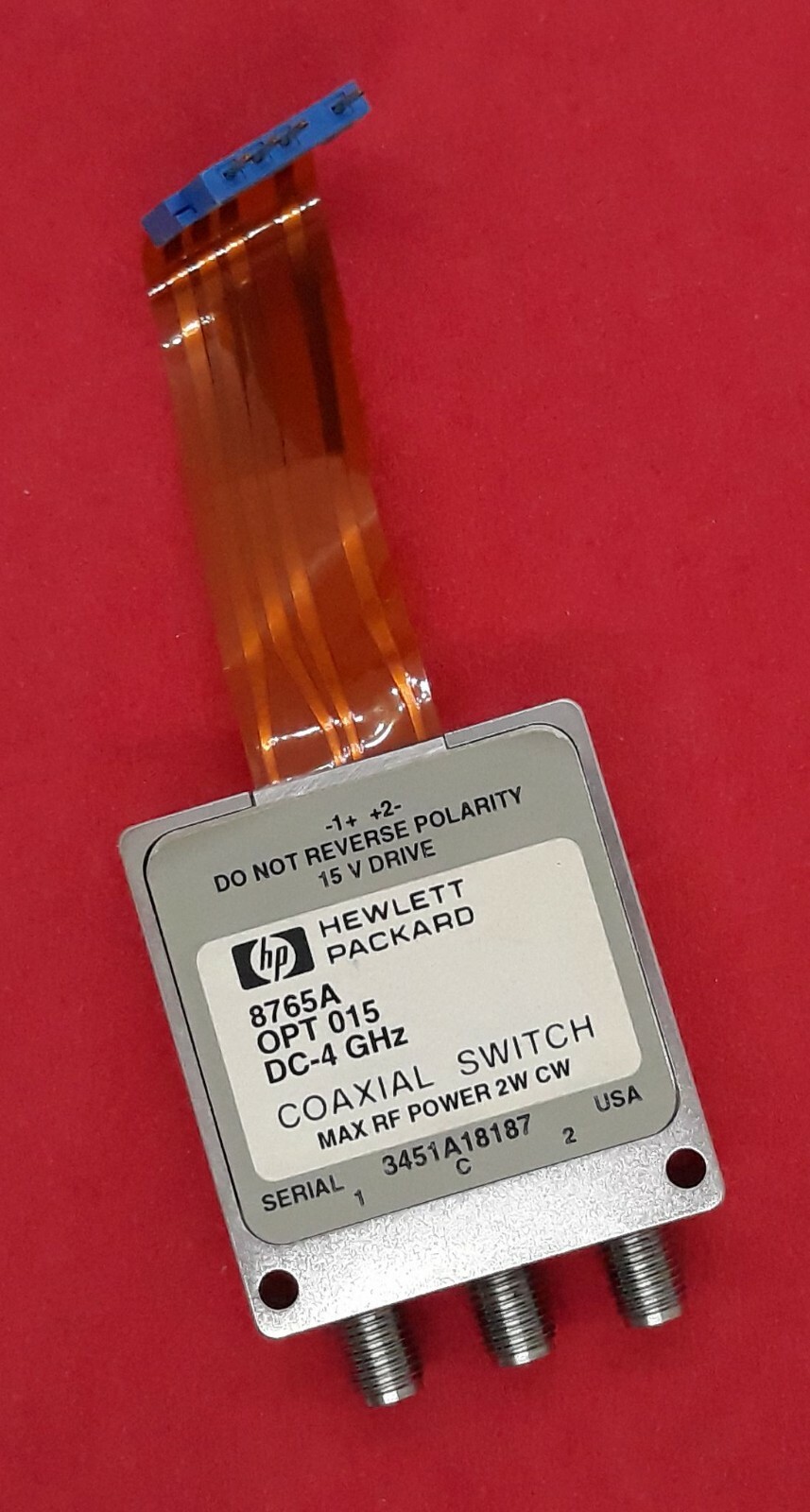 Agilent 8765A Coaxial Switch, DC to 4 GHz, SPDT Opt 015