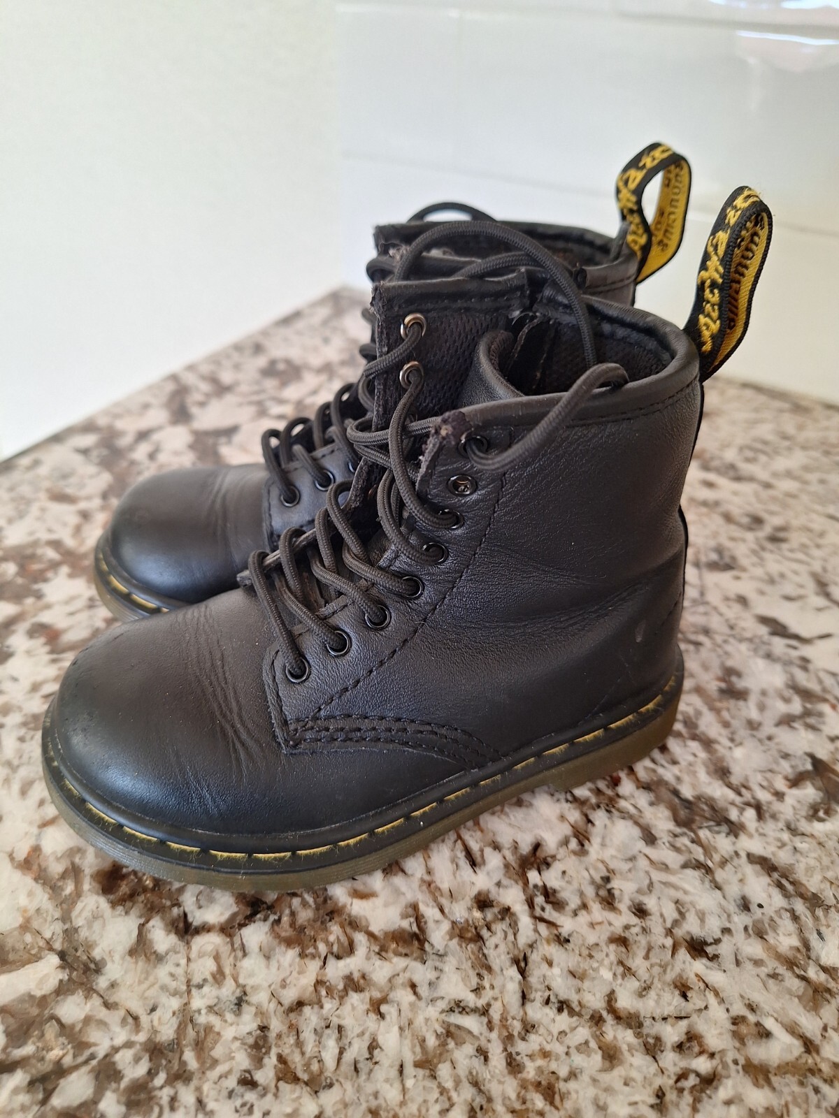Kids Doc Martens Size 8 Black Combat Boots Side Zip