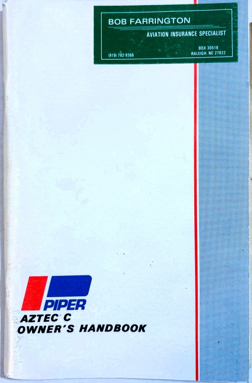 Piper 1964 Aztec C, PA-23-250 (six place) Owner's Handbook