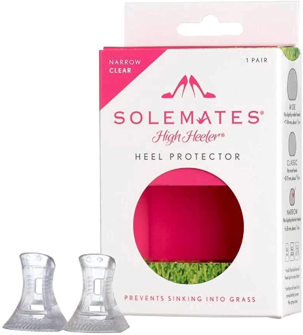 Solemates High Heel Protectors (Clear, Narrow) Stoppers - Stops Sinking into...