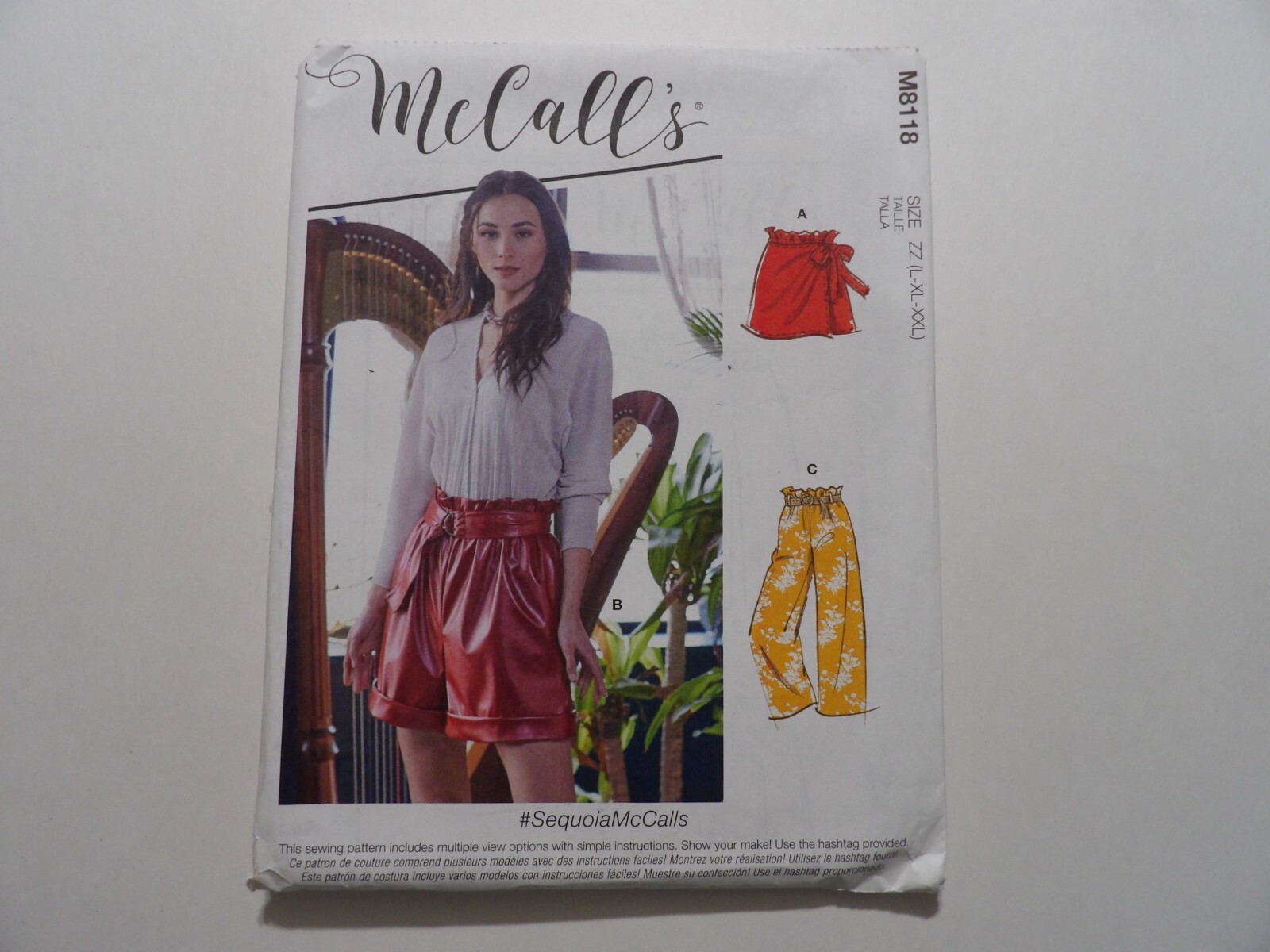 NEW/UNCUT M8118 McCall's Pattern Misses Shorts, Pants and Belt (Sizes L-XL-XXL)