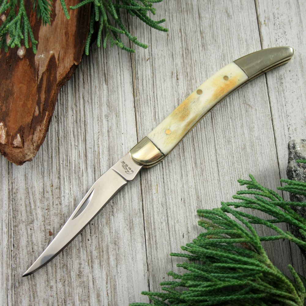 FOLDING POCKET KNIFE | 5.25" Rite Edge Bone Handle Silver Toothpick Blade