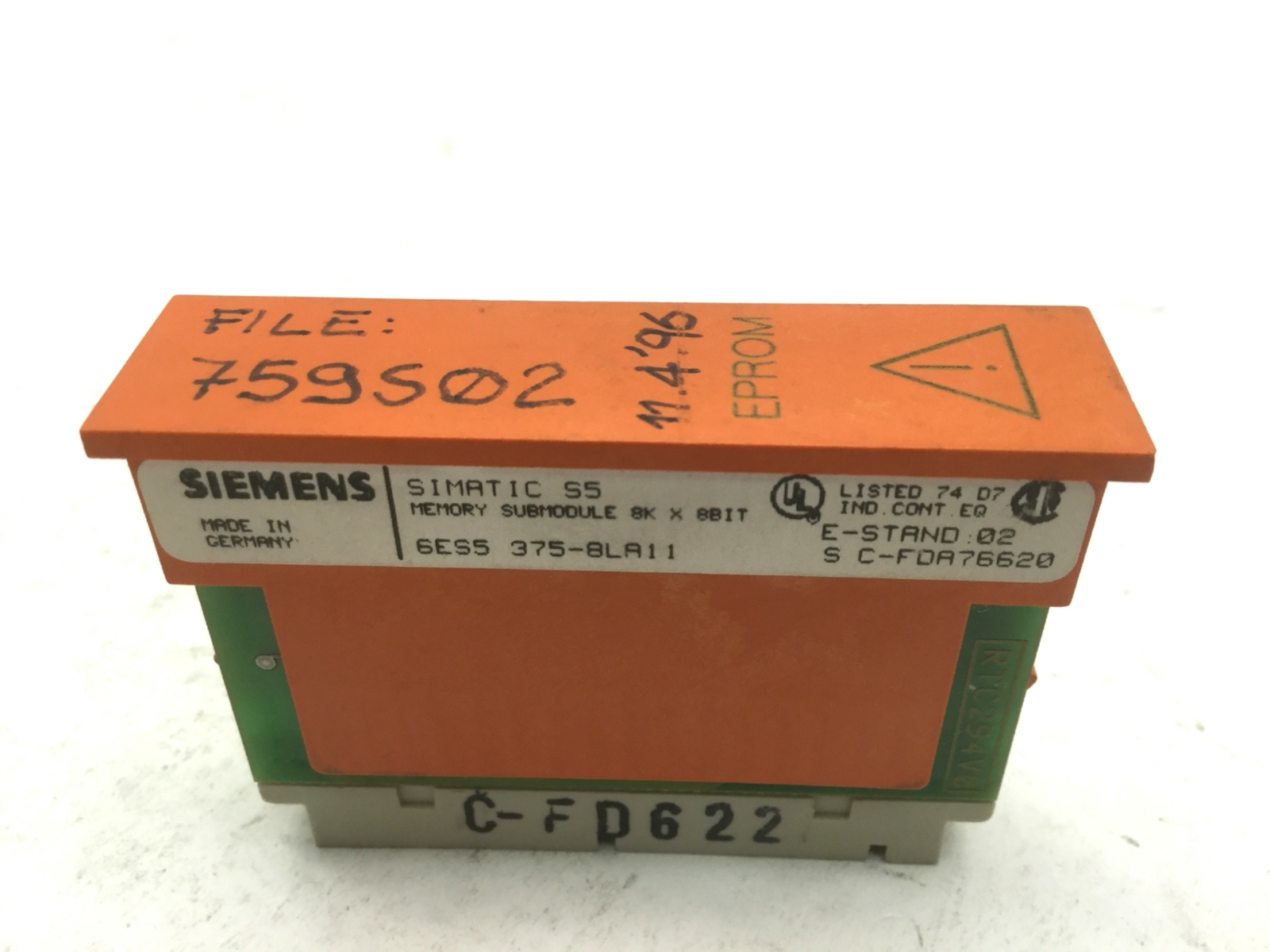 Siemens Simatic 6ES5 375-8LA11 Memory Submodule, 8K x 8 Bit EPROM