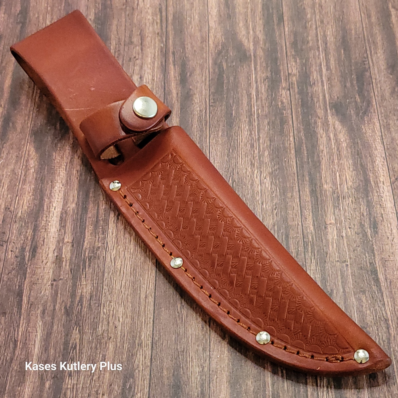 Brown Leather Basketweave Replacement Fixed Blade Knife Sheath Up to 5" Blade