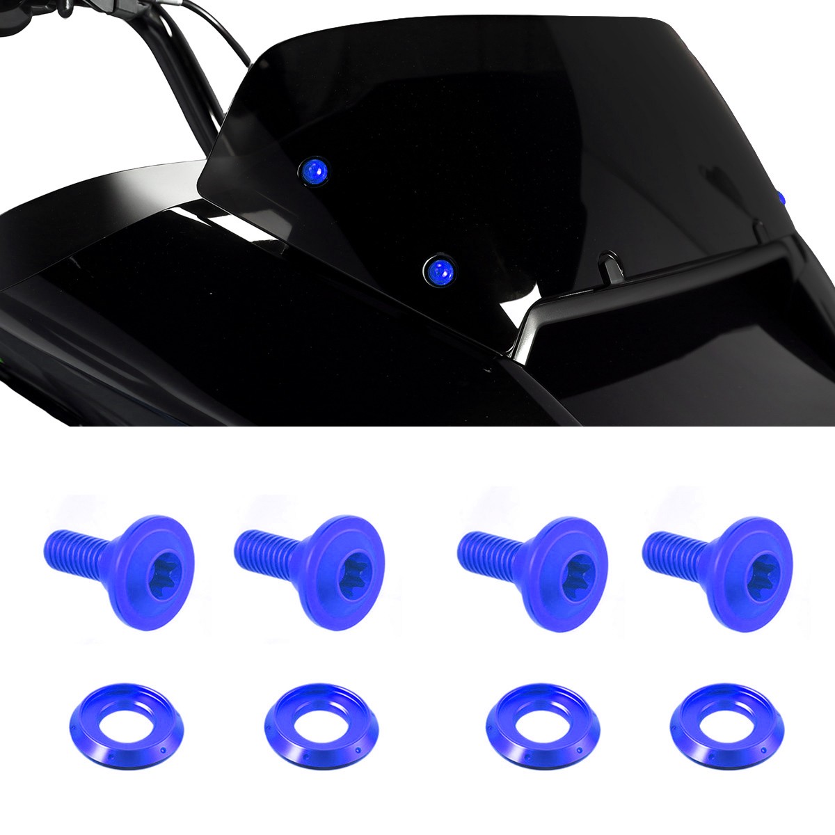 Blue Windshiled Bolt With Washers For Harley Touring 2024 FLTRXSE Road Glide