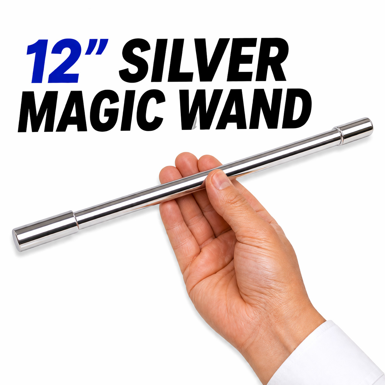 12" SILVER MAGIC WAND Plastic Magician Wizard Trick Tips Stick Toy Kid Metallic