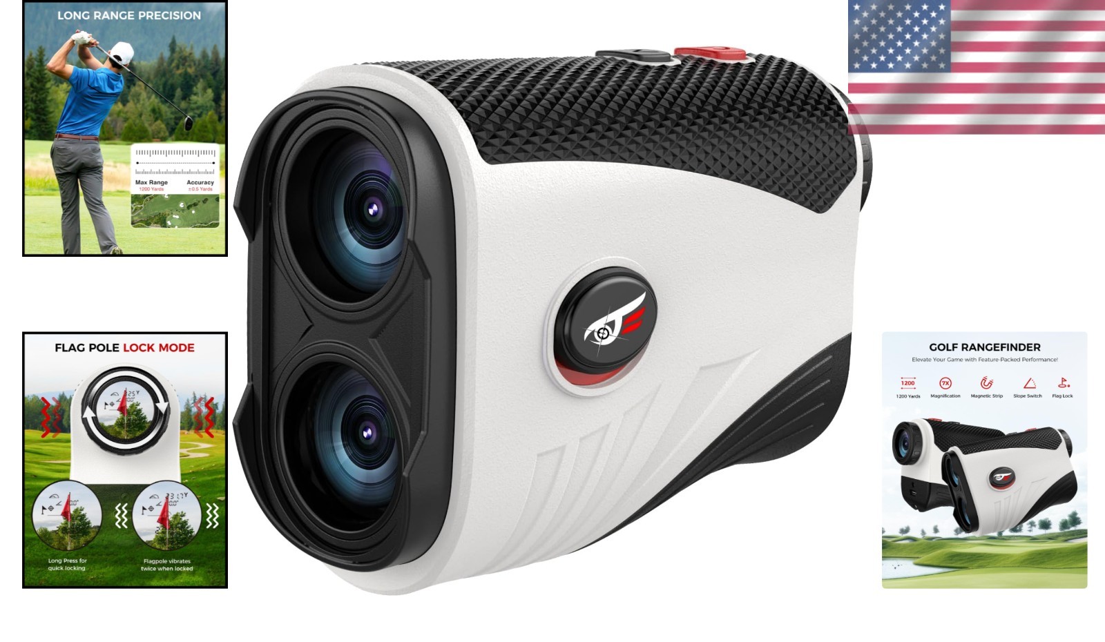 Waterproof Golf Rangefinder - 1200 Yards, Slope Compensation