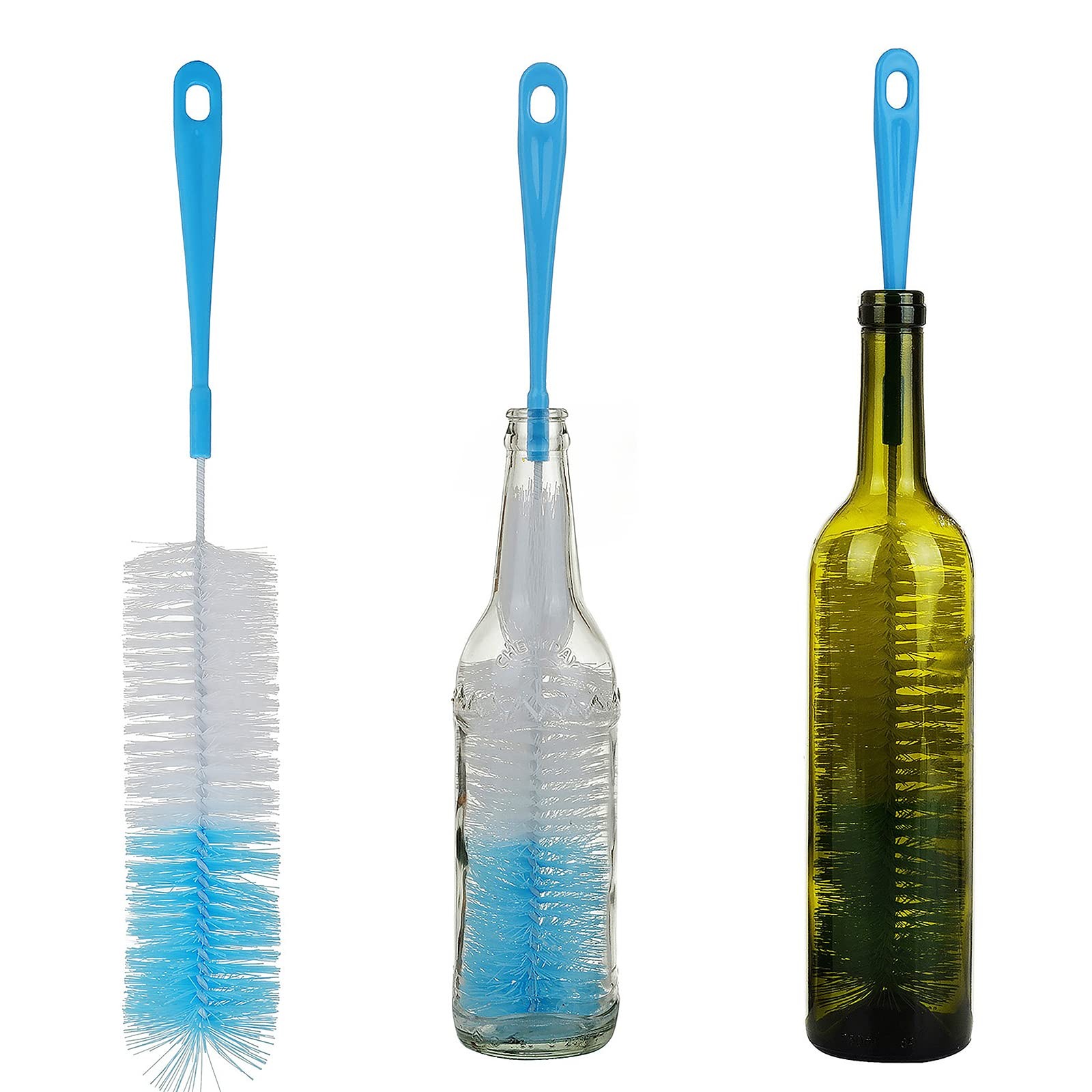 3-Pack Long Bottle Cleaning Brush for Narrow Neck 16 Inch (Pack of 3), Blue