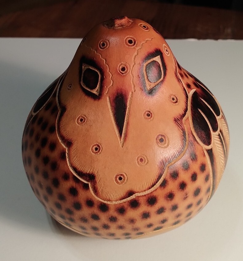 Bertha Medina Owl Gourd Art Carving