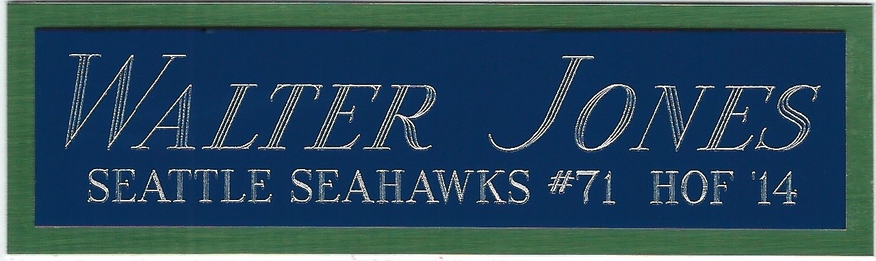 WALTER JONES SEAHAWKS NAMEPLATE AUTOGRAPHED Signed Football-HELMET-JERSEY-PHOTO