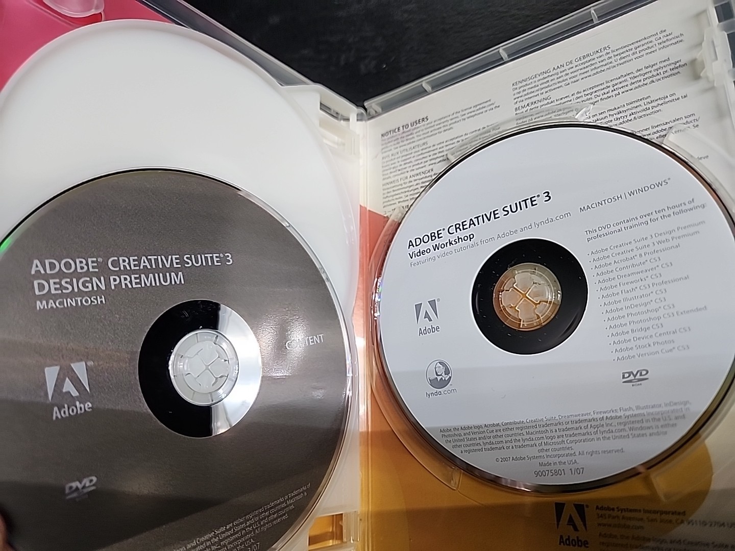 Adobe Creative Suite 3 Design Premium DVDs With Serial Number Macintosh 5 Discs
