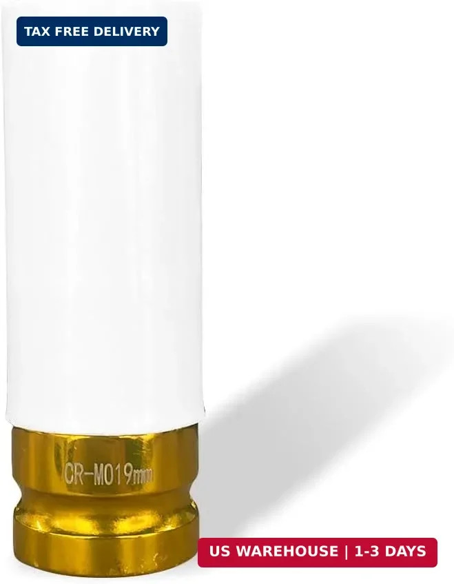 1/2" Drive 19 mm Lug Nut Impact Socket, Non-Marring Deep Lug Nut Socket, Thin...