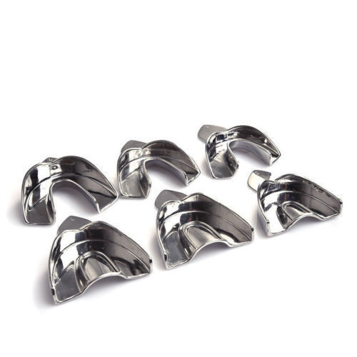 1 Box Non-Perforated Dental Autoclavable Stainless Steel Metal Impression Trays