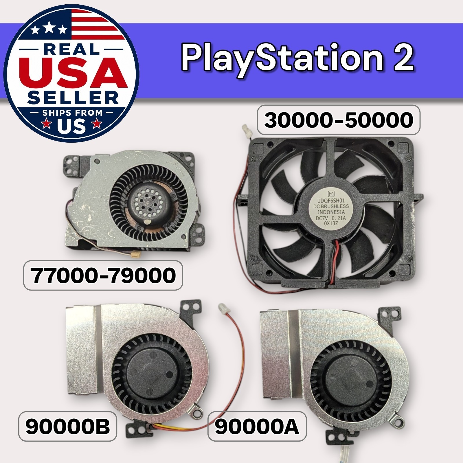 PS2 | Internal Cooling Fan Fat or Slim Models 30000-50000, 77000-79000, 90000A-B